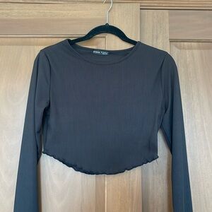 Black ribbed crop long sleeve